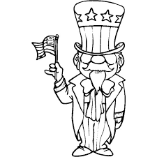 Desenho de Tio Sam com bandeira americana para colorir - Tudodesenhos