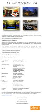 Application for a steward position in a hotel : Chief Steward Assistant Chief Steward