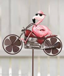 Ebay Motorcycle Harley Flamingo Wind Spinner Yard Garden Decor Metal Stake Wind Spinners Pink Flamingos Flamingo Art