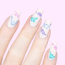 Pastel Dinosaur Nails By Nagelfuchs Short Acrylic Nails Designs Minimalist Nails Anime Nails