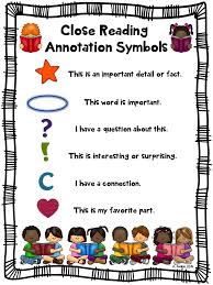 close reading symbols poster chart any topic back to