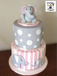 Grey Pink And White Elephant Baby Shower Cake Elephant Topper Based On An Image By Lucy S Elephant Baby Shower Cake Baby Shower Cakes Girl Baby Shower Cakes