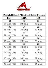 Image Result For Eurostar Breeches Size Chart Size Chart