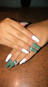 When acrylics start lifting and moisture gets underneath it marks the beginning of the problem since bacteria loves and needs warm moist areas to depending on the severity of the green or brownish mark the nail tech may advise you to take the nail completely off, the bacteria needs moisture to grow. Long Acrylic Coffin Nails Green Nail And Manicure Trends