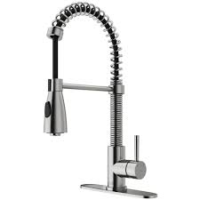 There's something to be said about the sleek, clean lines of this faucet. Vigo Brant Single Handle Pull Down Sprayer Kitchen Faucet With Deck Plate In Stainless Steel Vg02003stk1 The Home Depot Kitchen Faucet Stainless Steel Faucets Faucet