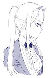 Zero Two Eu So Pintei O Desenho Eu Peguei No Google Nao Sei Qual O Artista Original Anime Post Darling In The Franxx Zero Two Anime