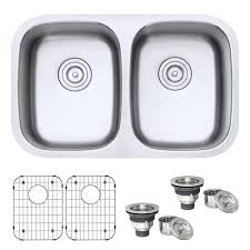 Whichever faucet you choose, you'll save water with every use, thanks to an integrated aerator that mixes in air and reduces water consumption by up to 40 percent. 29 Inch Undermount 50 50 Double Bowl 16 Gauge Stainless Steel Kitchen Sink Ruvati Usa