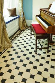 Original Style Chesterfield With Melville Border In Dover White And Black Patterned Floor Tiles Vintage Tiles Kitchen Kitchen Flooring
