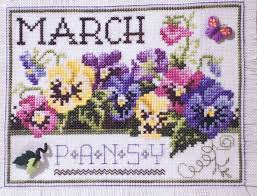 Cross stitch longstitch satin stitch pearl stitch ribbon stitch tapestry border stitch latch hook diamonds painting papertole diamonds painting sewing. Flowers Of The Month March Pansy Cross Stitch Pattern By Stoney Creek