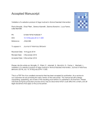 Pdf Validation Of A Selection Protocol Of Dogs Involved In Animal Assisted Intervention
