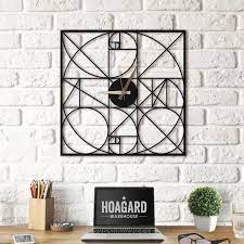 Designed By Hoagard Unique Design Two Different Size 50 X 50 Cm 19 5 X 19 5 70 X 70 Cm 27 5 X 27 5 Matte Blac Custom Wall Clocks Wall Clock Metal Walls
