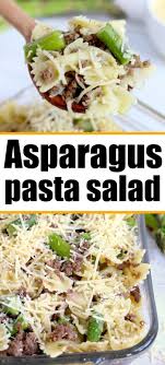 This Parmesan Asparagus Pasta Recipe Is A Great Cold Dish When It S Hot Outside Hearty With Groun In 2020 Asparagus Pasta Recipes Easy Cooking Recipes Asparagus Pasta