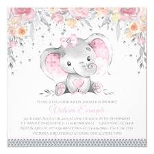 Pink Gray Elephant Diamond Floral Baby Shower Invitation Zazzle Com Elephant Baby Shower Invitations Pink Elephants Baby Shower Elephant Baby Shower Invitations Girl