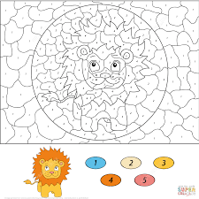 Cartoon Lion Color By Number Coloring Page Png 1300 1300 Cartoon Lion Coloring Pages Cartoon