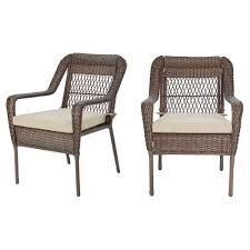 Hampton Bay Mix And Match Wicker Outdoor Patio Stationary Lounge Chair With Putty Tan Cushions 2 Pack 65 729227 The Home Depot Lounge Chair Outdoor Patio Lounge Chairs Wicker Patio Furniture