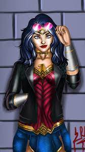 Wonder Woman Leather Jacket Superhero Art 1080x1920 Wallpaper
