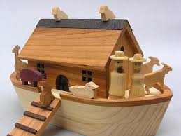 Miniature Noah S Ark With 60 Animals Wooden Noahs Ark Etsy Wooden Playset Wooden Toys Plans Noahs Ark