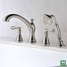 The Tuscany Jensen Roman Tub Faucet With Handheld Shower Delivers Traditional Style And Timeless Quality Featuring An 8 5 16 Long Cast Brass Spout With 4