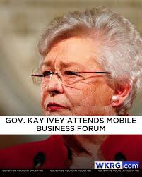Alabama Governor Kay Ivey spoke at a Mobile Chamber of Commerce Forum  Alabama event for the business community