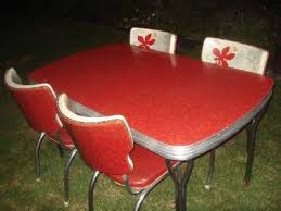 Vintage Red Formica Table 5 Wingback Chairs Chrome Legs Cracked Ice Turquoise Retro Kitchen Tables Chrome Dining Table Formica Table
