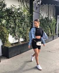 Black Biker Shorts Outfit Pinterest 10 Ways To Slay Biker Shorts This Summer Xonecole Short Outfits Summer Outfits Fashion Outfits