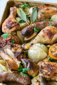 Sheet Pan Chicken And Sausage Bake Sugar And Charm Recipe Dinner Recipes Easy Quick Recipes Meals