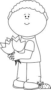 Black And White Children Clipart Black And White Boy With Spring Tulips Clip Art Black And White Boy With Spring Tulips Image Clip Art Spring Tulips Color Me Badd