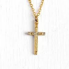 Baby Cross Necklace 1940s Era 12k Rosy Yellow Gold Filled Etsy Vintage Cross Necklace Cross Necklace Charm Pendant