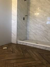 New Shower Marble Looks Tiles Marble Look Tile Wood Floor Bathroom Shower Wood Floor