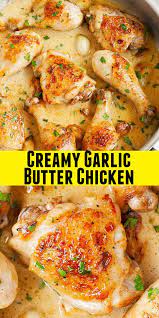 Creamy Garlic Butter Chicken With Golden Brown Pan Fried Chicken Thighs And Drumstick Chicken Thights Recipes Chicken Crockpot Recipes Pan Fried Chicken Thighs
