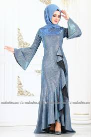 Moda Selvim Firfir Detay Simli Elbise 2160ms212 Indigo African Print Fashion Dresses Abayas Fashion African Fashion Dresses