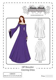 Off Shoulder Evening Dress Sewing Pattern Sizes 8 22 Lm0034 Laura Marsh Desig Renaissance Dress Pattern Evening Dress Sewing Patterns Medieval Dress Pattern
