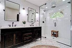Next on the agenda is the shower doors. 20 Modern Farmhouse And Cottage Bathroom Tile Ideas Cottage Bathroom Craftsman Bathroom Modern Farmhouse Bathroom