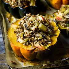 Stuffed Acorn Squash With Wild Rice Stuffing Shane Simple Acorn Squash Acorn Recipe Wfpb Recipes