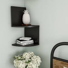 Shop Floating Corner Shelf 2 Tier Wall Shelves With Hidden Brackets By Lavish Home Overstock 26459214