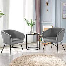 Ikea lounge chair outdoor large size of comfy chairs for bedroom. Yaheetech Accent Chair Armchair Living Room Chair Upholstered Barrel Chair Velvet Comfy Lounge Chair Sofa Side Chair For Living Room Bedroom Dining Room Office Grey Pricepulse