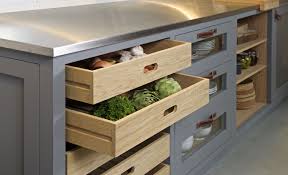 One Of Our Freestanding Kitchen Cabinets With Slatted Base Vegetable Drawers Leather Handles Shaker Style Kitchen Cabinets Bespoke Kitchen Design Wood Kitchen