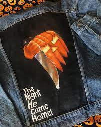 The Night He Came Home Halloween Movie Hand Painted Jean Jacket Halloween Horror Handpaintedhorrors H Movie Inspired Outfits Movies Outfit Hoodie Diy