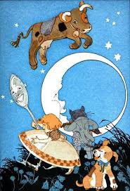 Cow Jumped Over The Moon Vintage Image Vintage Illustration Childrens Art Illustration