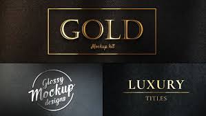 Gold Mockup Kit Glossy Logo Titles In 2020 Glossier Logo Title Design Mockup
