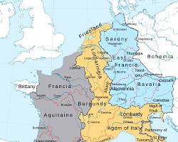 Image of Treaty of Verdun map 843 AD