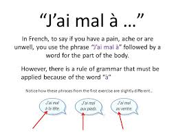 Say black in french language. Walt Say When I Have An Ache Or Pain In French Ppt Download