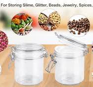 Amazon.com: 2 Pack 500ml/17oz Plastic Storage Jars Clear Wide Mouth Canning  Jar Empty Sealed Bottle Container with Airtight Lid for Food Storage ...