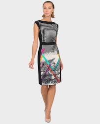 Black Checkered Print Cocktail Dress Theclothingcove Josephribkoff Cocktaildresses Dresses In 2020 Figure Flattering Dresses Print Cocktail Dresses Checkered Dress