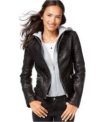 Wildflower Faux Leather Layered Hoodie Jacket Jackets Blazers Women Macy S Blazer Jackets For Women Vegan Leather Jacket Black Vegan Leather Jacket