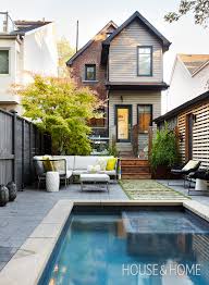 A Small Backyard With California Style Small Backyard Pools Backyard Pool Landscaping Backyard Patio