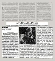 Lived Fast, Died Young - The New York Times
