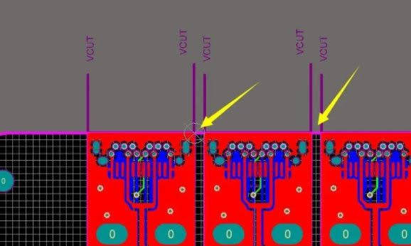Material utilization diagram for HDI panel with correct process edges and stamp holes