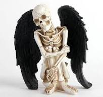 Halloween Decor Ornaments Resin Crafts Ghost Angell Skull Model Figurine  Mini Vintage Kneeling Winged Angel Skeleton Statue