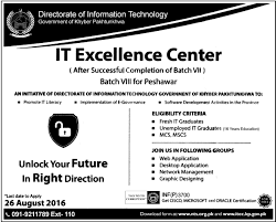 Get new jobs by email. Kp Govt It Excellence Center Training Program For Fresh It Graduates 2016 17 On 24 July 2016 Paperpk Jobs